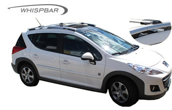 Peugeot 207 Yakima Whispbar roof racks fitted to car